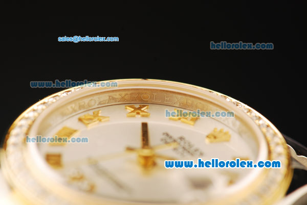Rolex Datejust Automatic Movement ETA Coating Case with Gold Roman Numerals and Two Tone Strap - Click Image to Close